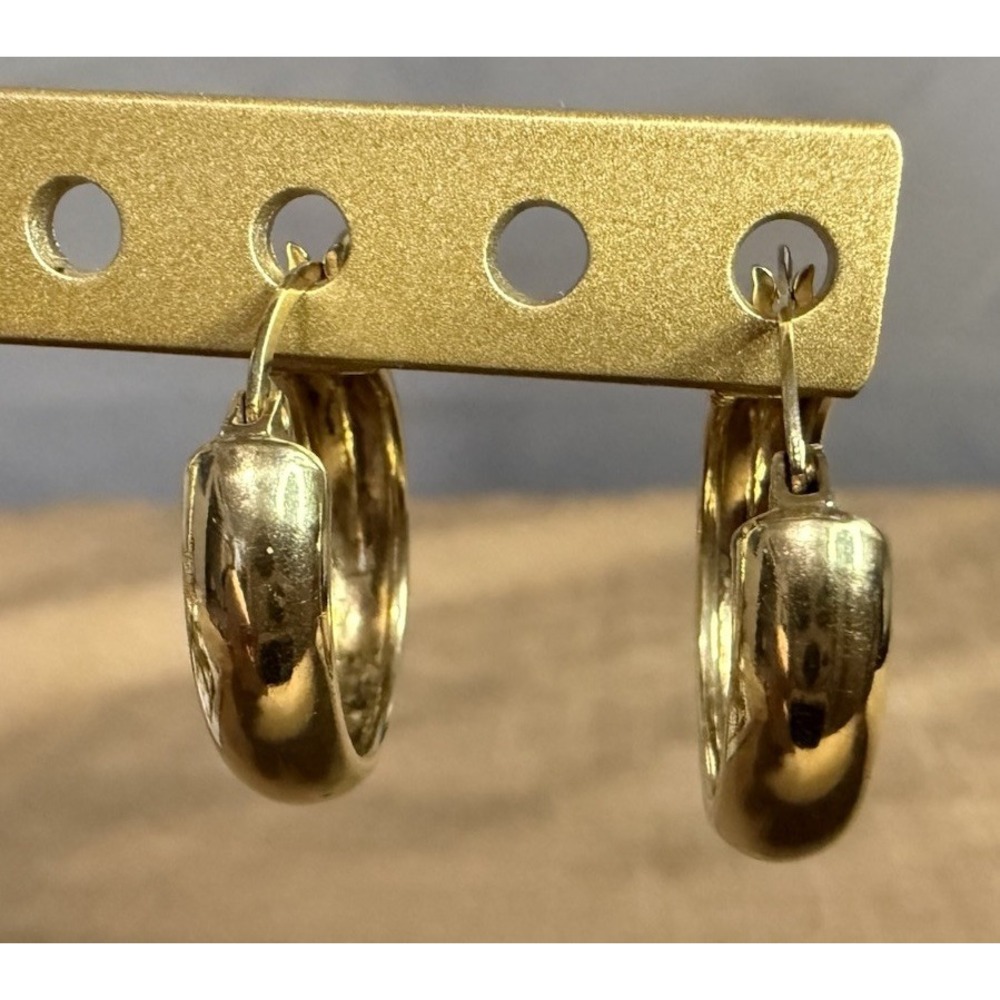 Signed 925 AK Turkey Gold Over Sterling Silver Hoop Earrings Snap Pierced